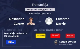 Alexander Zverev - Cameron Norrie gdzie oglądać? (23.01)