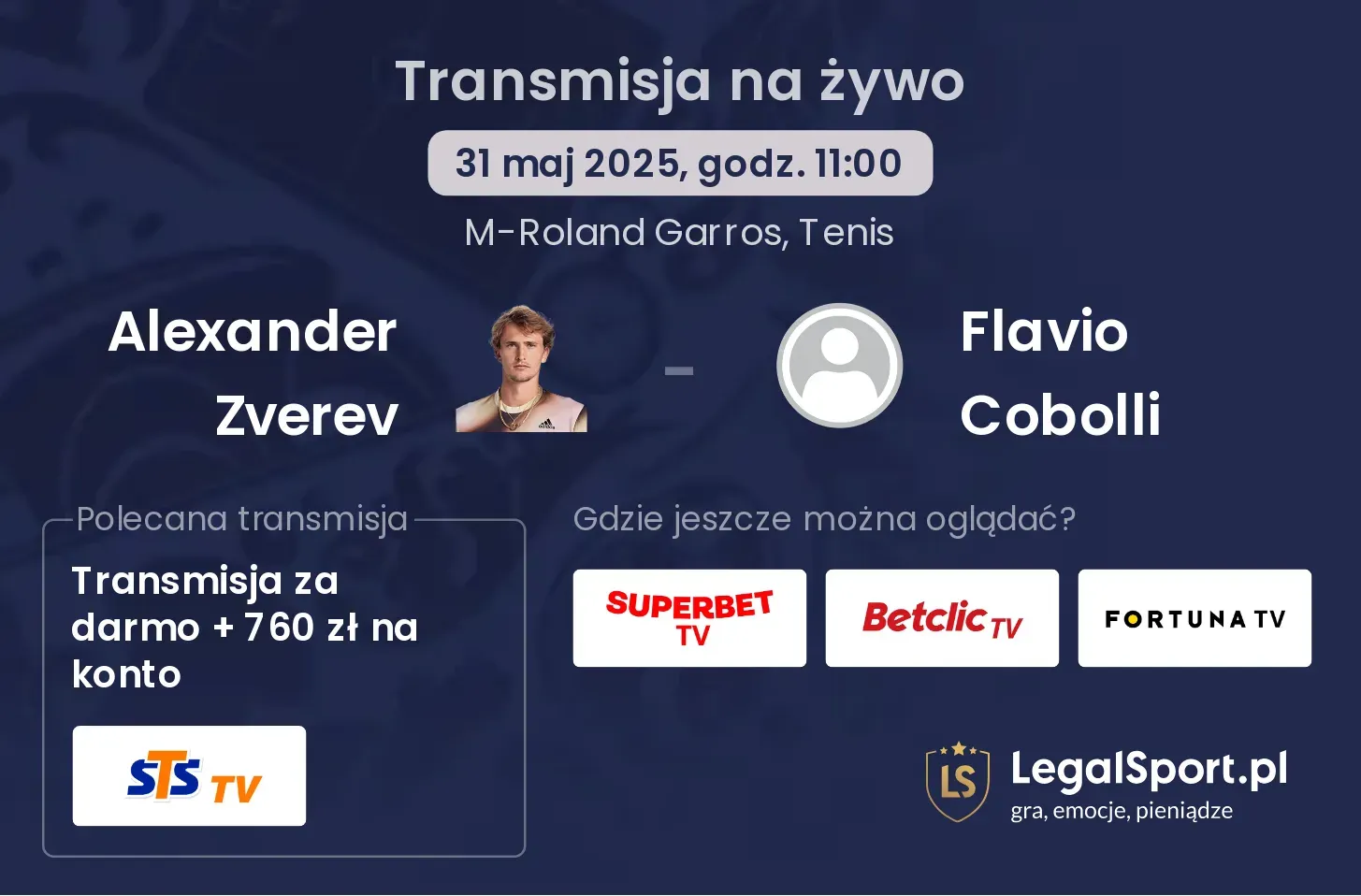 Alexander Zverev - Flavio Cobolli gdzie oglądać?