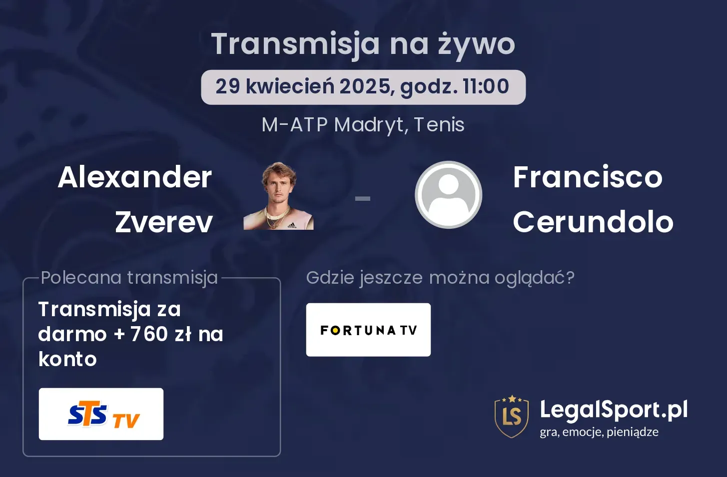 Alexander Zverev - Francisco Cerundolo gdzie oglądać?