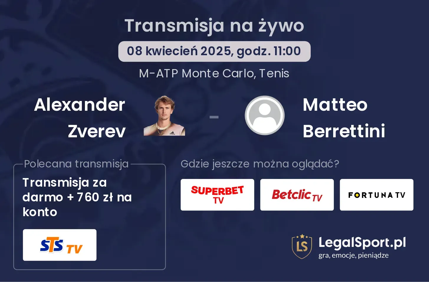 Alexander Zverev - Matteo Berrettini gdzie oglądać?