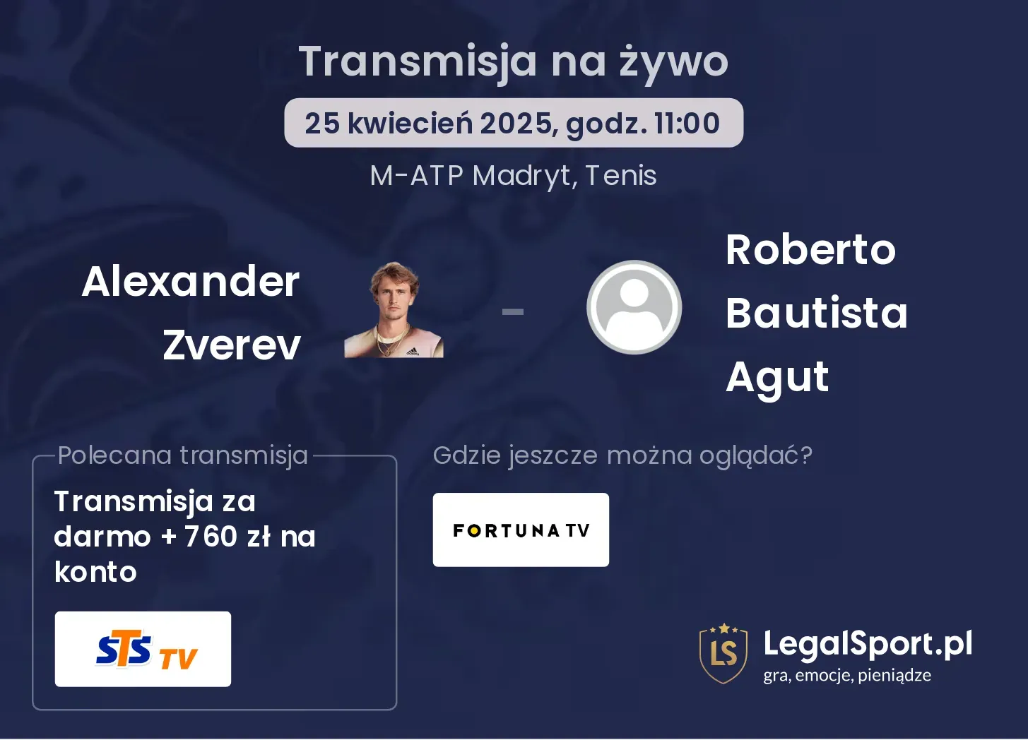 Alexander Zverev - Roberto Bautista Agut gdzie oglądać?