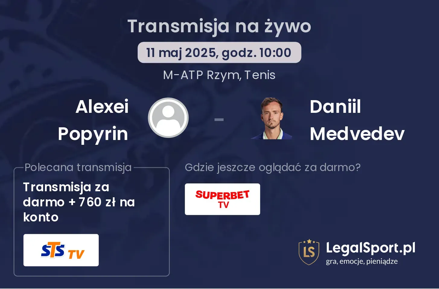 Alexei Popyrin - Daniil Medvedev gdzie oglądać?
