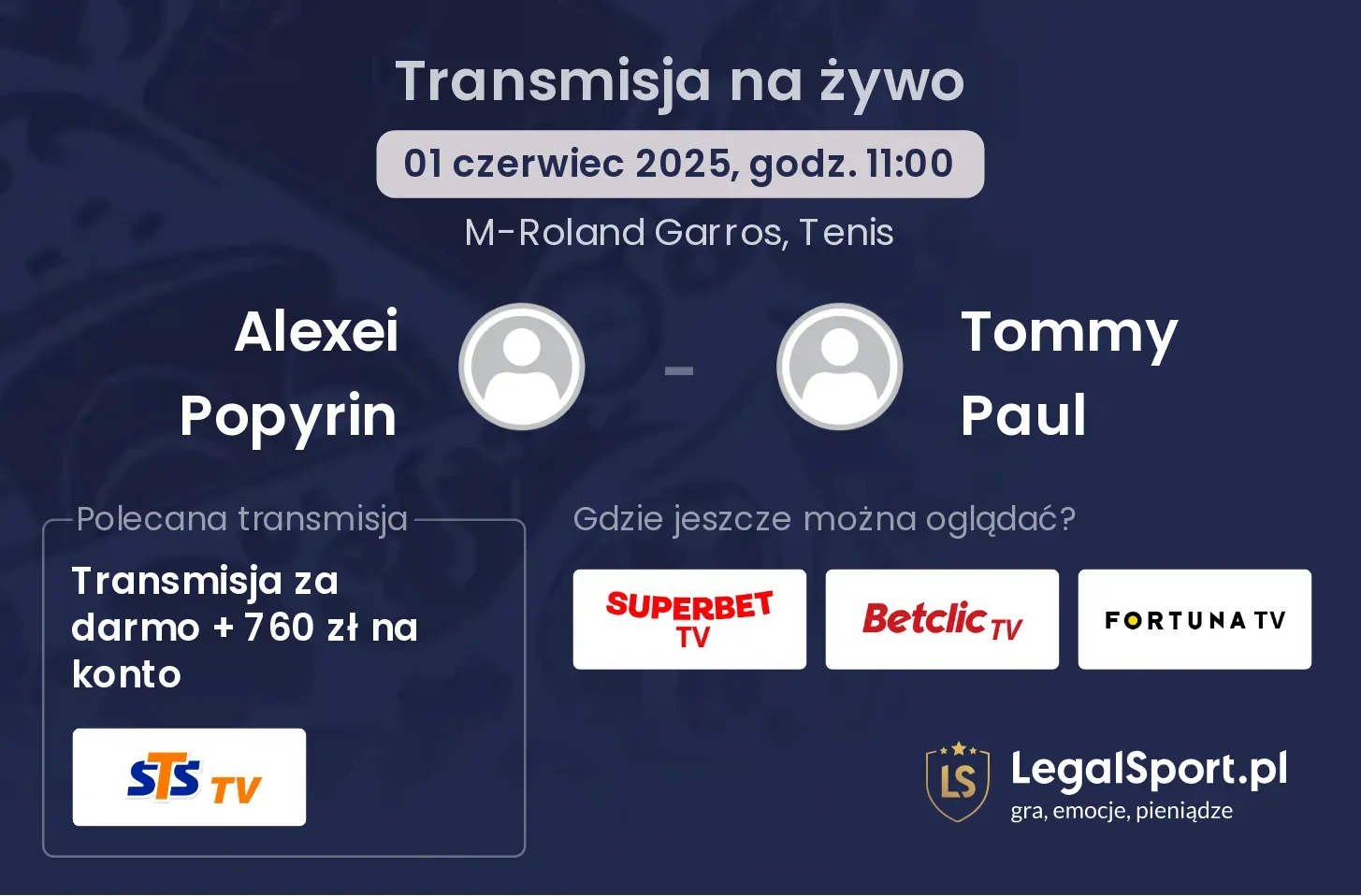 Alexei Popyrin - Tommy Paul transmisja na żywo