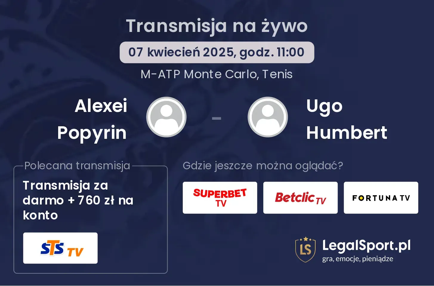Alexei Popyrin - Ugo Humbert gdzie oglądać?