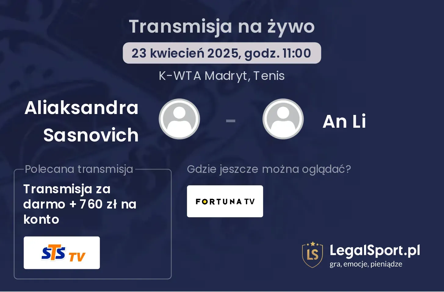 Aliaksandra Sasnovich - An Li gdzie oglądać transmisję?