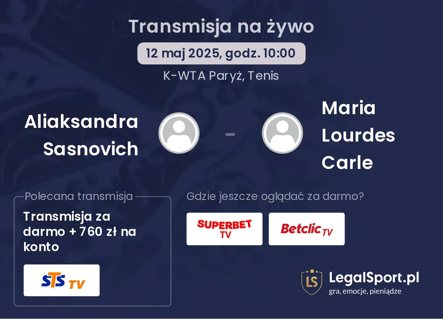 Aliaksandra Sasnovich - Maria Lourdes Carle gdzie oglądać?