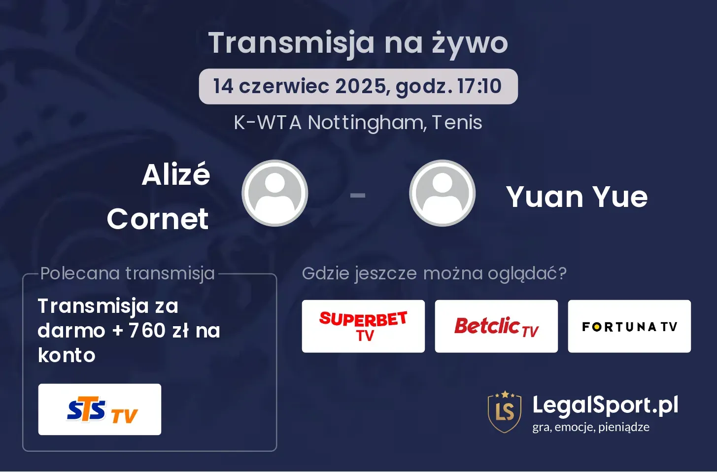 Alizé Cornet - Yuan Yue gdzie oglądać?