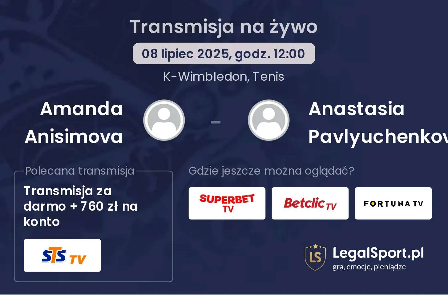 Amanda Anisimova - Anastasia Pavlyuchenkova gdzie oglądać?