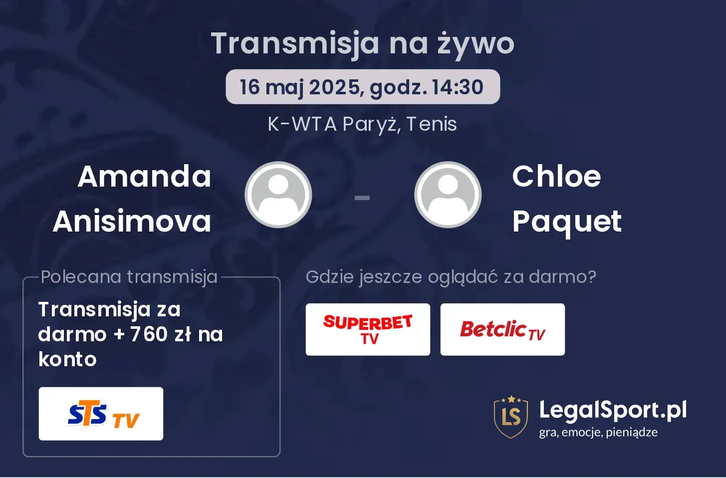 Amanda Anisimova - Chloe Paquet transmisja na żywo