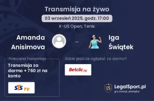 Amanda Anisimova - Iga Świątek gdzie oglądać?
