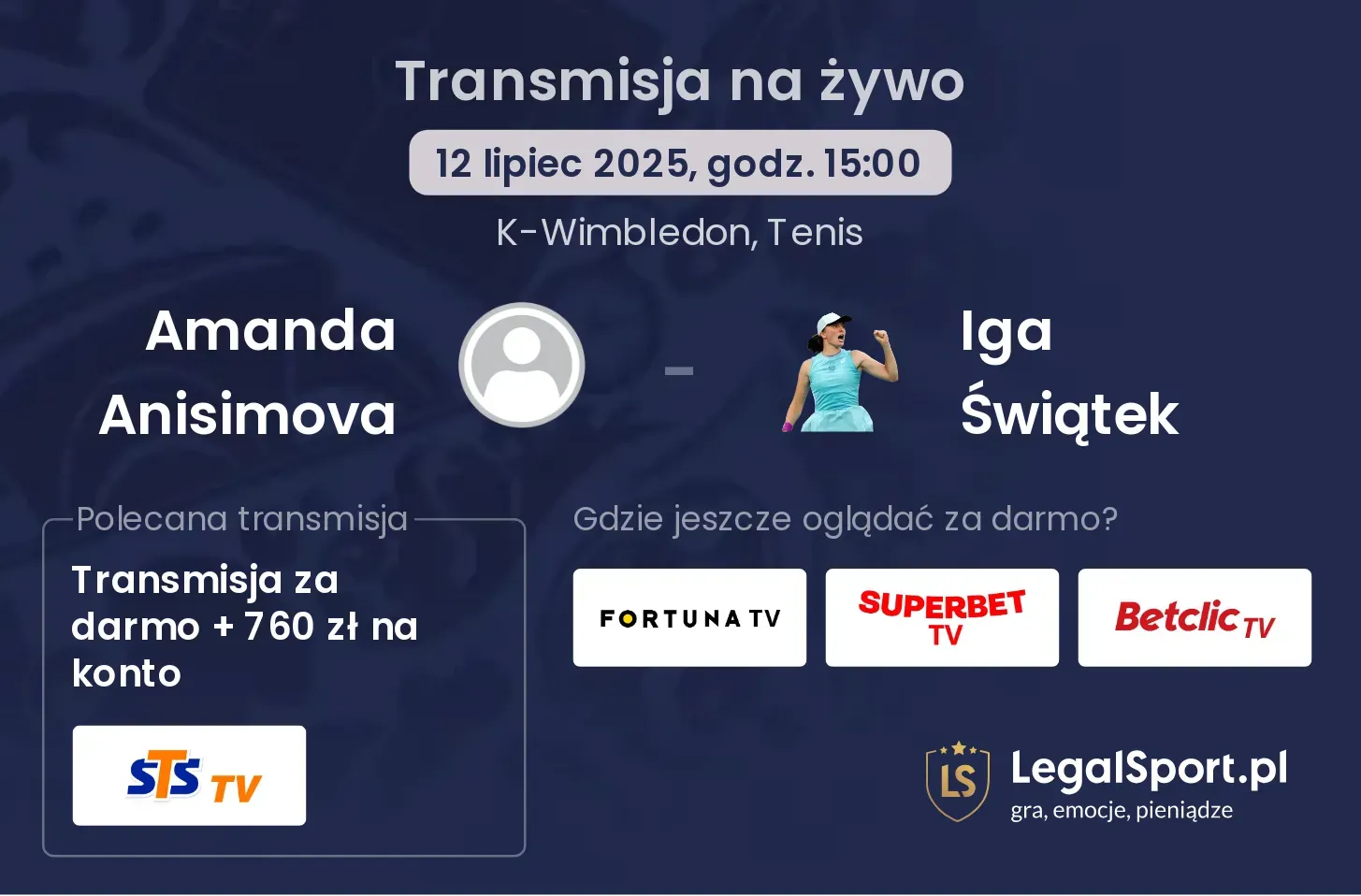 Amanda Anisimova - Iga Świątek gdzie oglądać?