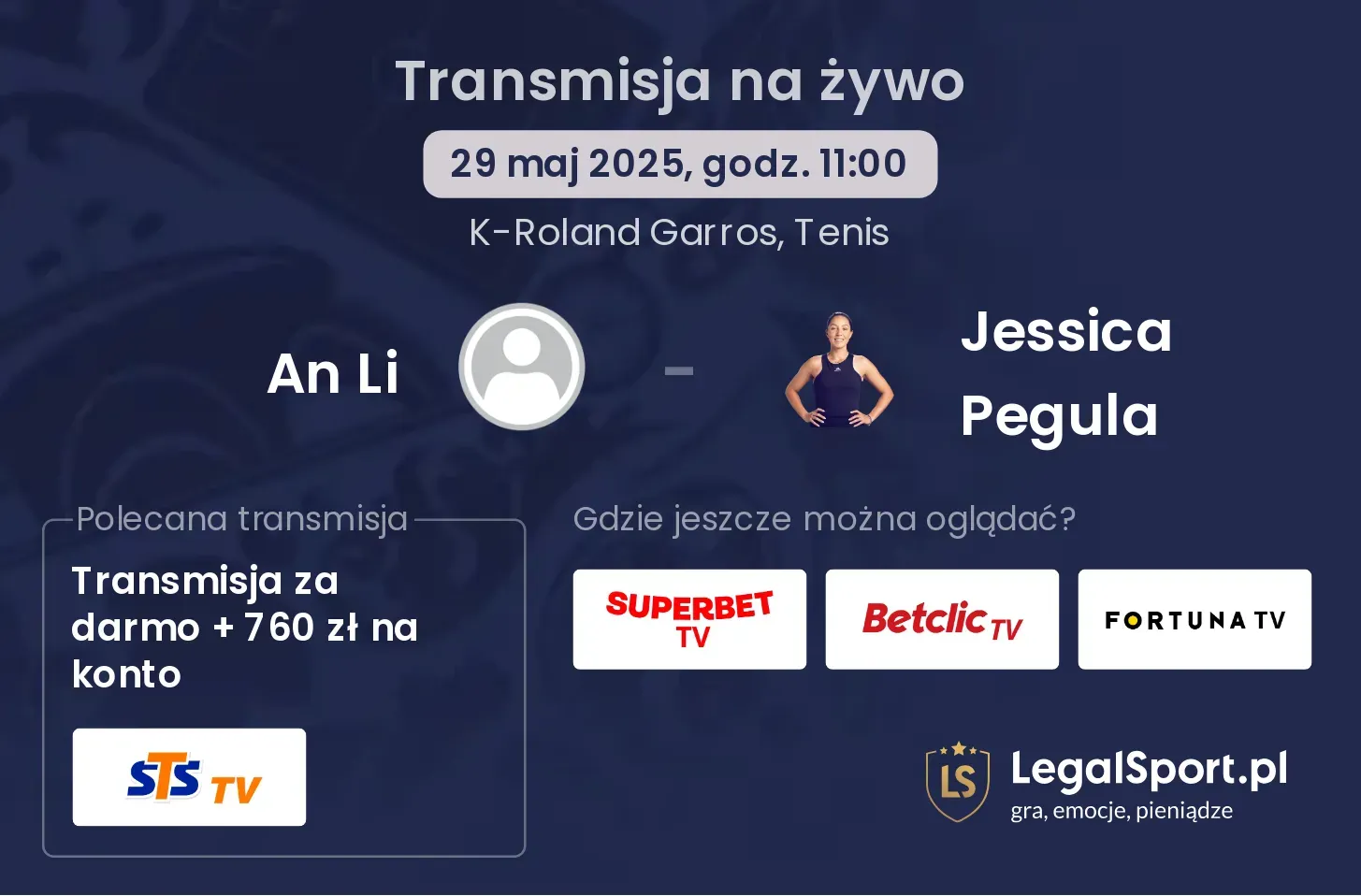 An Li - Jessica Pegula gdzie oglądać?