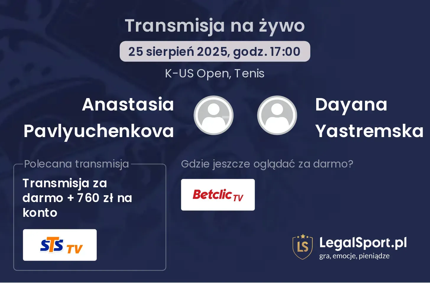 Anastasia Pavlyuchenkova - Dayana Yastremska gdzie oglądać?