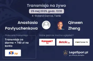 Anastasia Pavlyuchenkova - Qinwen Zheng gdzie oglądać transmisję?