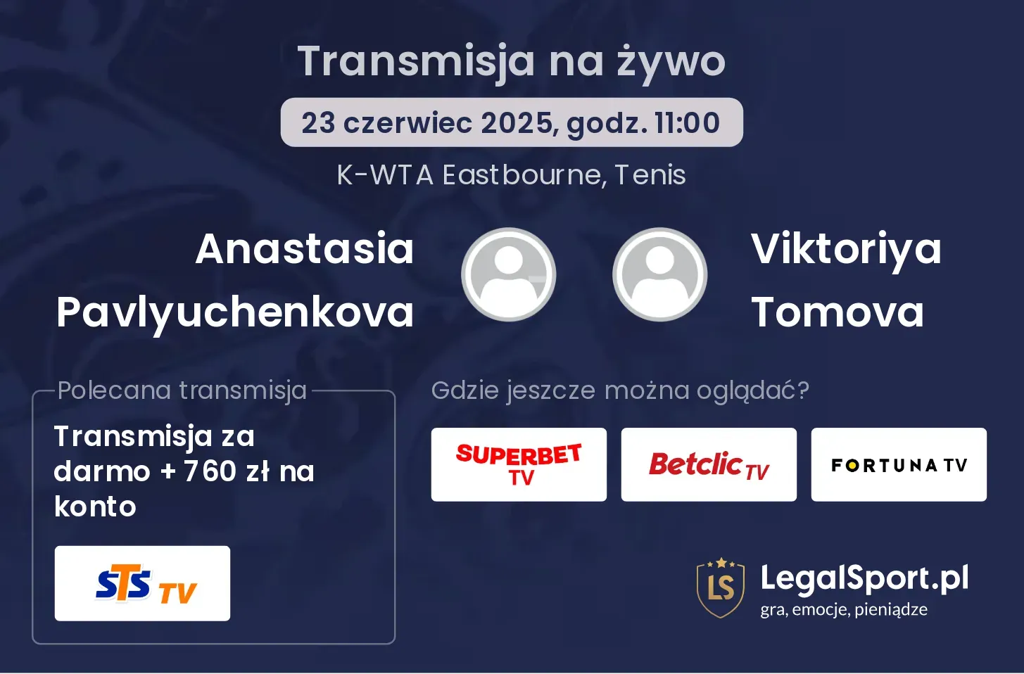 Anastasia Pavlyuchenkova - Viktoriya Tomova gdzie oglądać?
