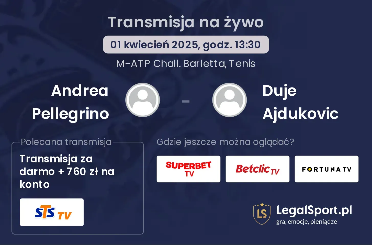 Andrea Pellegrino - Duje Ajdukovic gdzie oglądać?