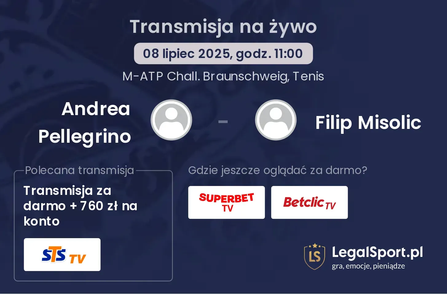 Andrea Pellegrino - Filip Misolic transmisja na żywo