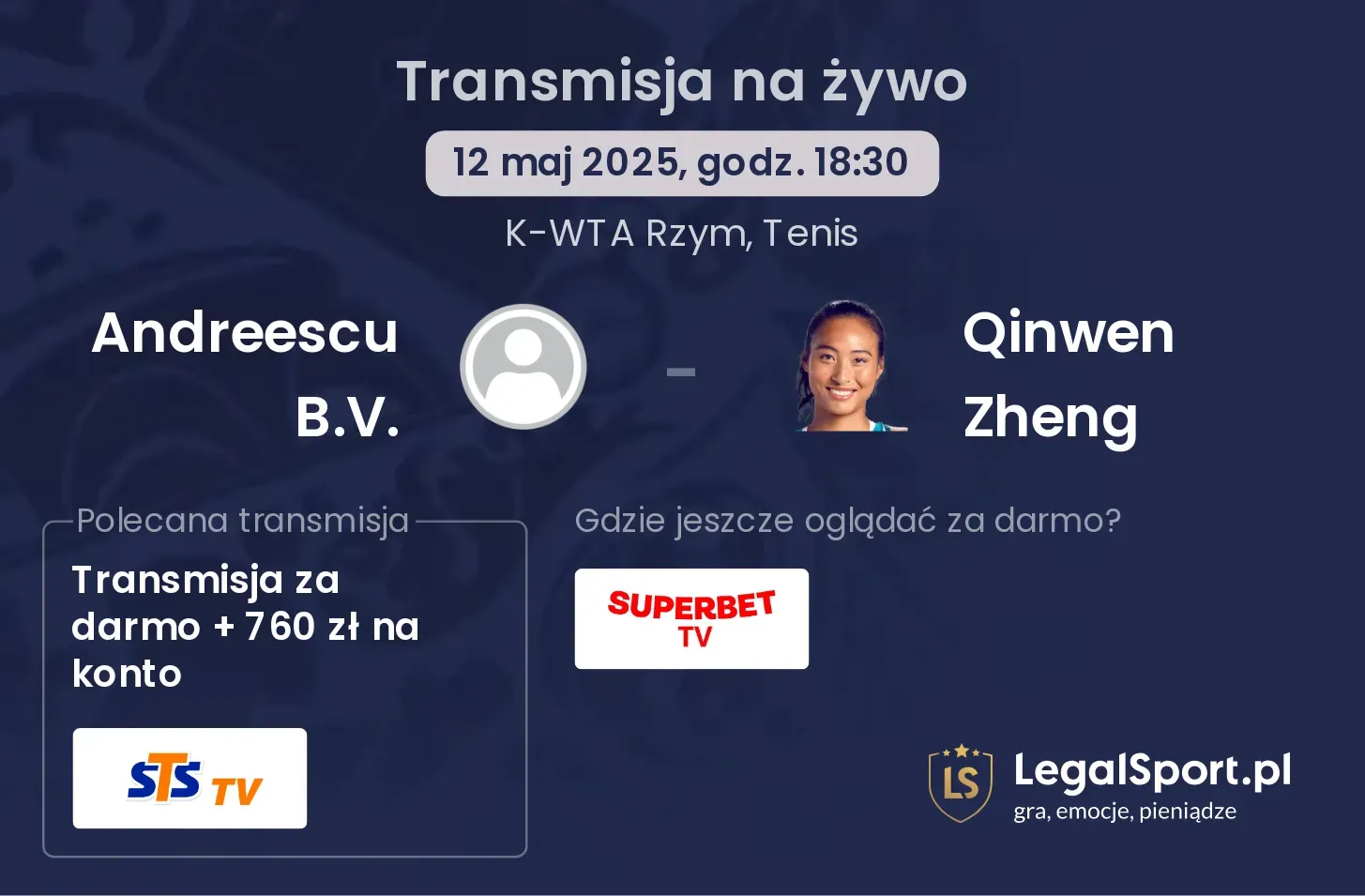 Andreescu B.V. - Qinwen Zheng gdzie oglądać?