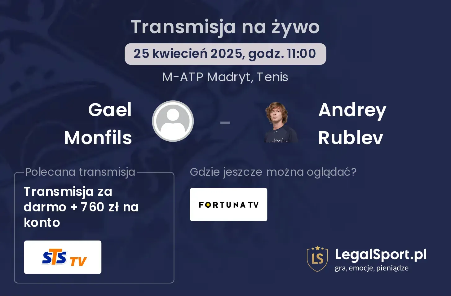 Gael Monfils - Andrey Rublev gdzie oglądać?