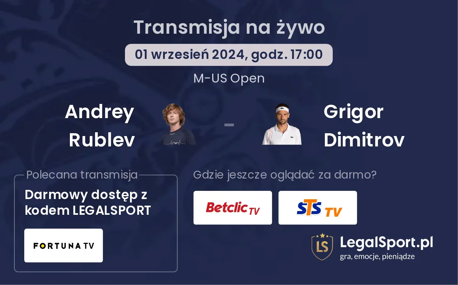 Andrey Rublev - Grigor Dimitrov gdzie oglądać? 01.09, godz. 17:00