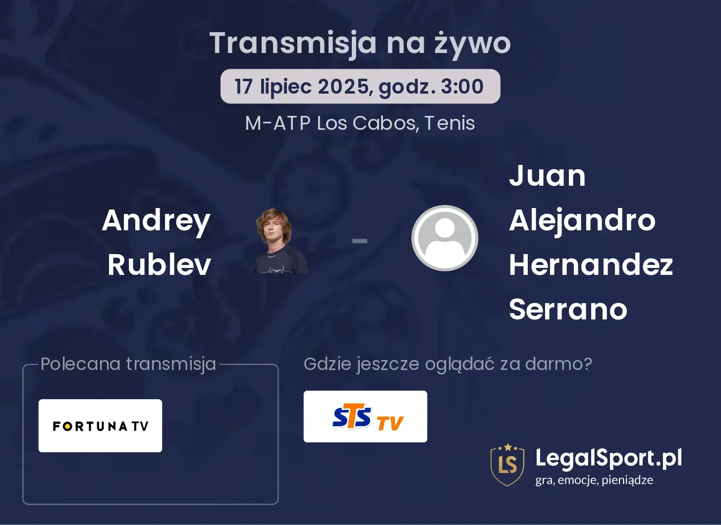 Andrey Rublev - Juan Alejandro Hernandez Serrano gdzie oglądać?