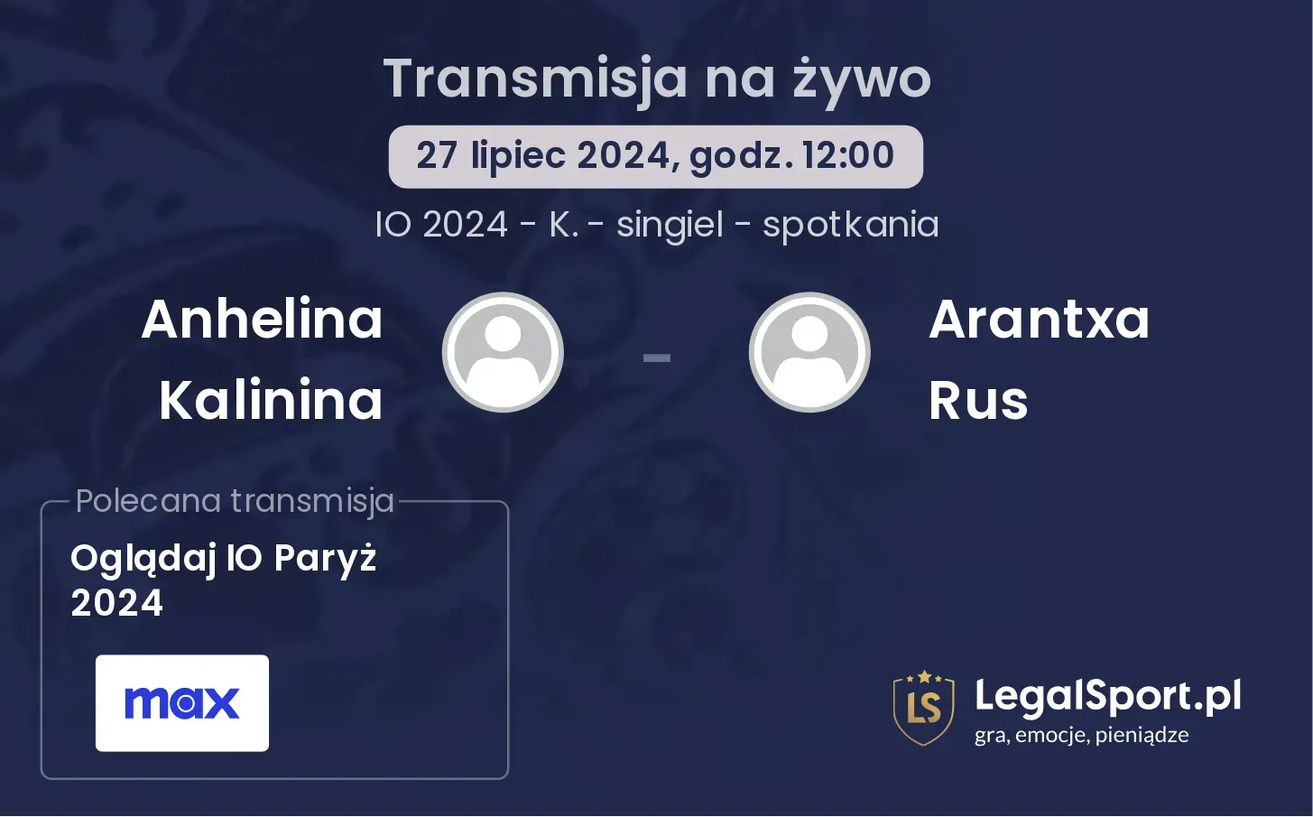Anhelina Kalinina - Arantxa Rus gdzie oglądać? (27.07, godz. 12:00)