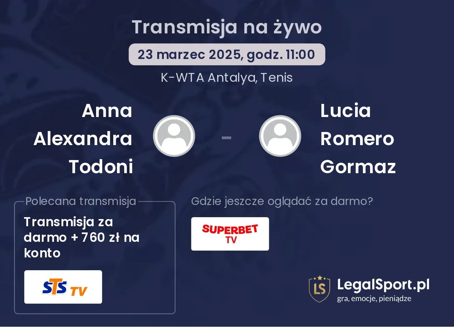 Anna Alexandra Todoni - Lucia Romero Gormaz gdzie oglądać transmisję?
