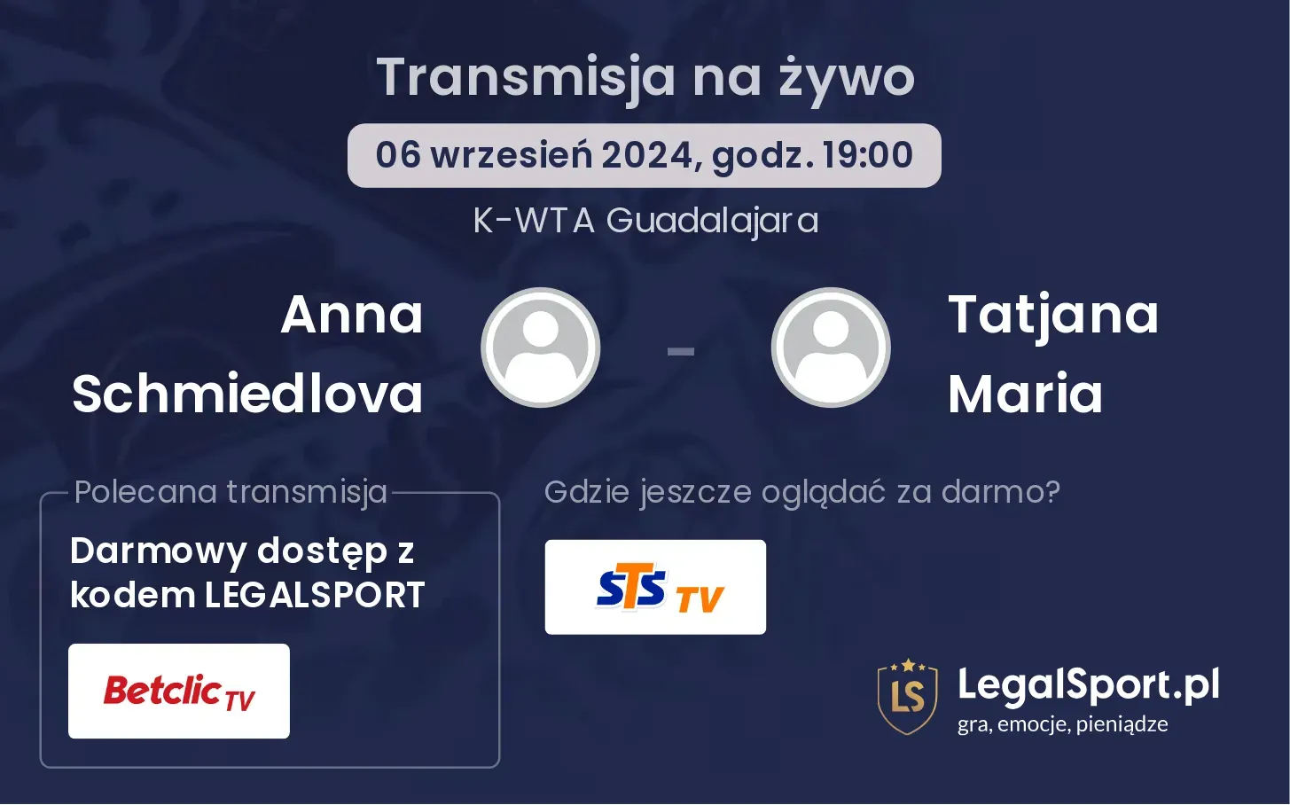 Anna Schmiedlova - Tatjana Maria gdzie oglądać? 06.09, godz. 19:00