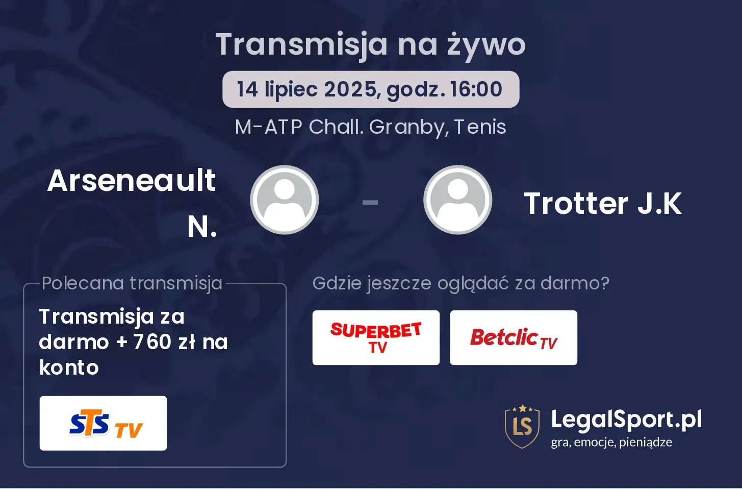 Arseneault N. - Trotter J.K gdzie oglądać?