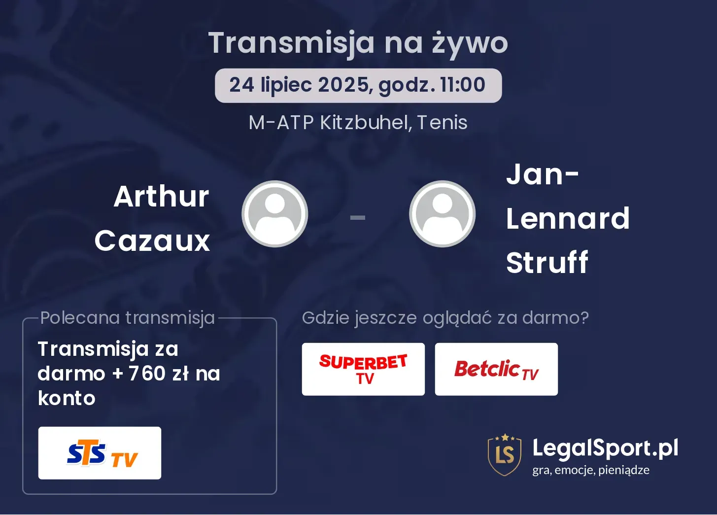 Arthur Cazaux - Jan-Lennard Struff transmisja na żywo