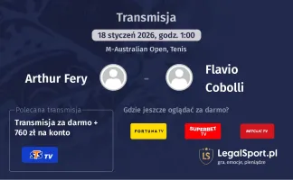 Arthur Fery - Flavio Cobolli gdzie oglądać? (18.01)