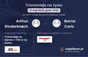 Arthur Rinderknech - Borna Coric gdzie oglądać transmisję?