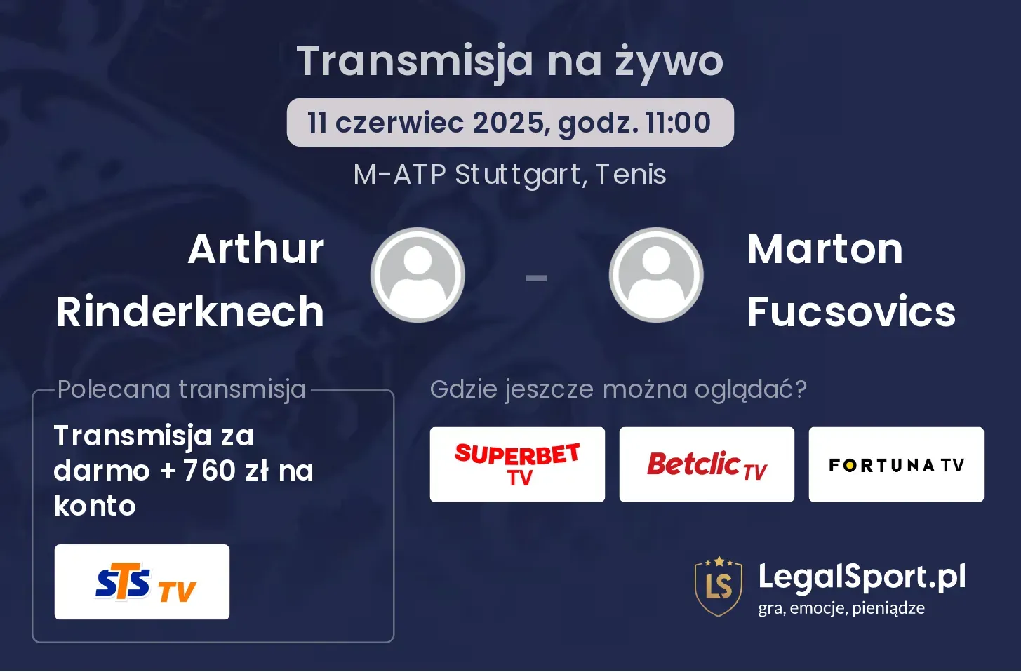 Arthur Rinderknech - Marton Fucsovics transmisja na żywo
