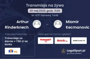 Arthur Rinderknech - Miomir Kecmanovic gdzie oglądać transmisję?