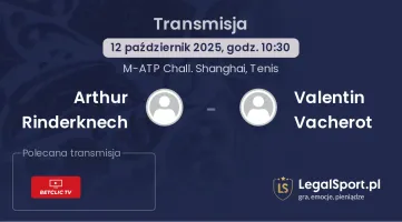 Arthur Rinderknech - Valentin Vacherot gdzie oglądać?