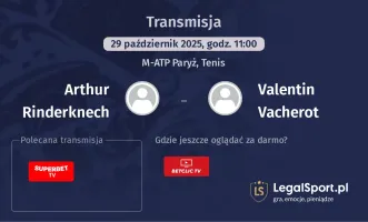 Arthur Rinderknech - Valentin Vacherot gdzie oglądać?