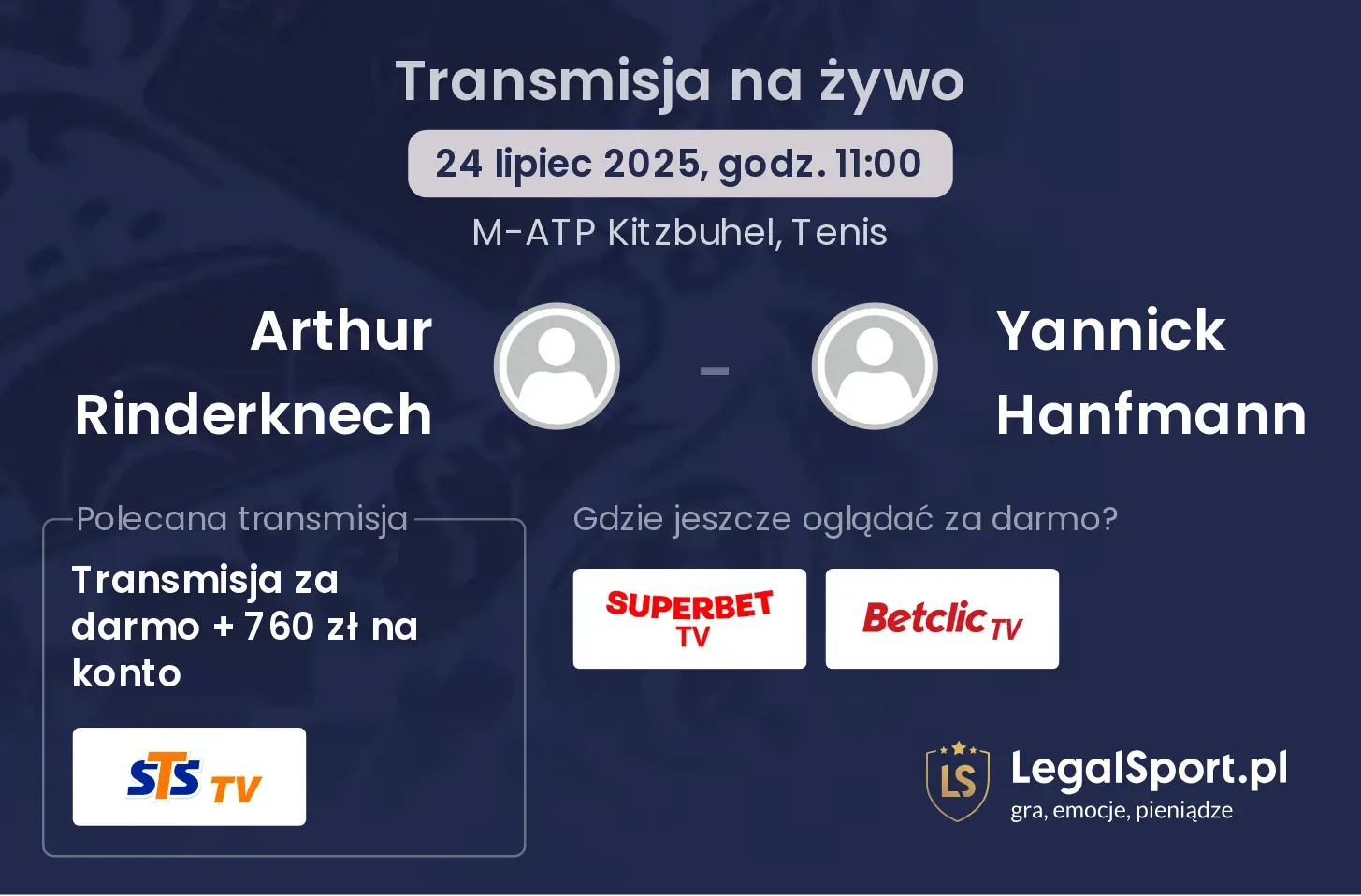 Arthur Rinderknech - Yannick Hanfmann transmisja na żywo