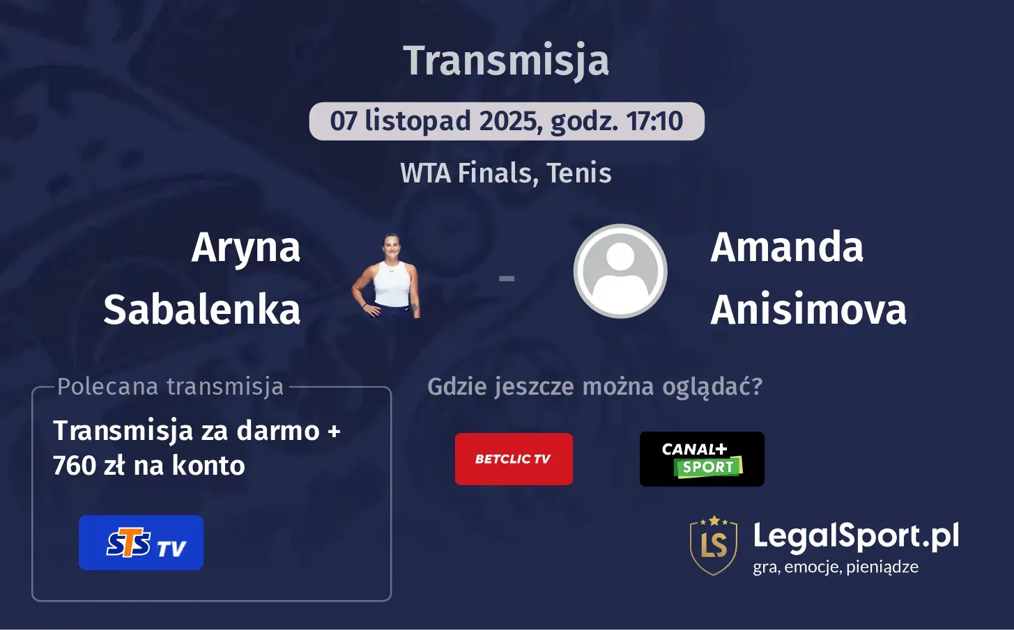 Aryna Sabalenka - Amanda Anisimova Transmisje