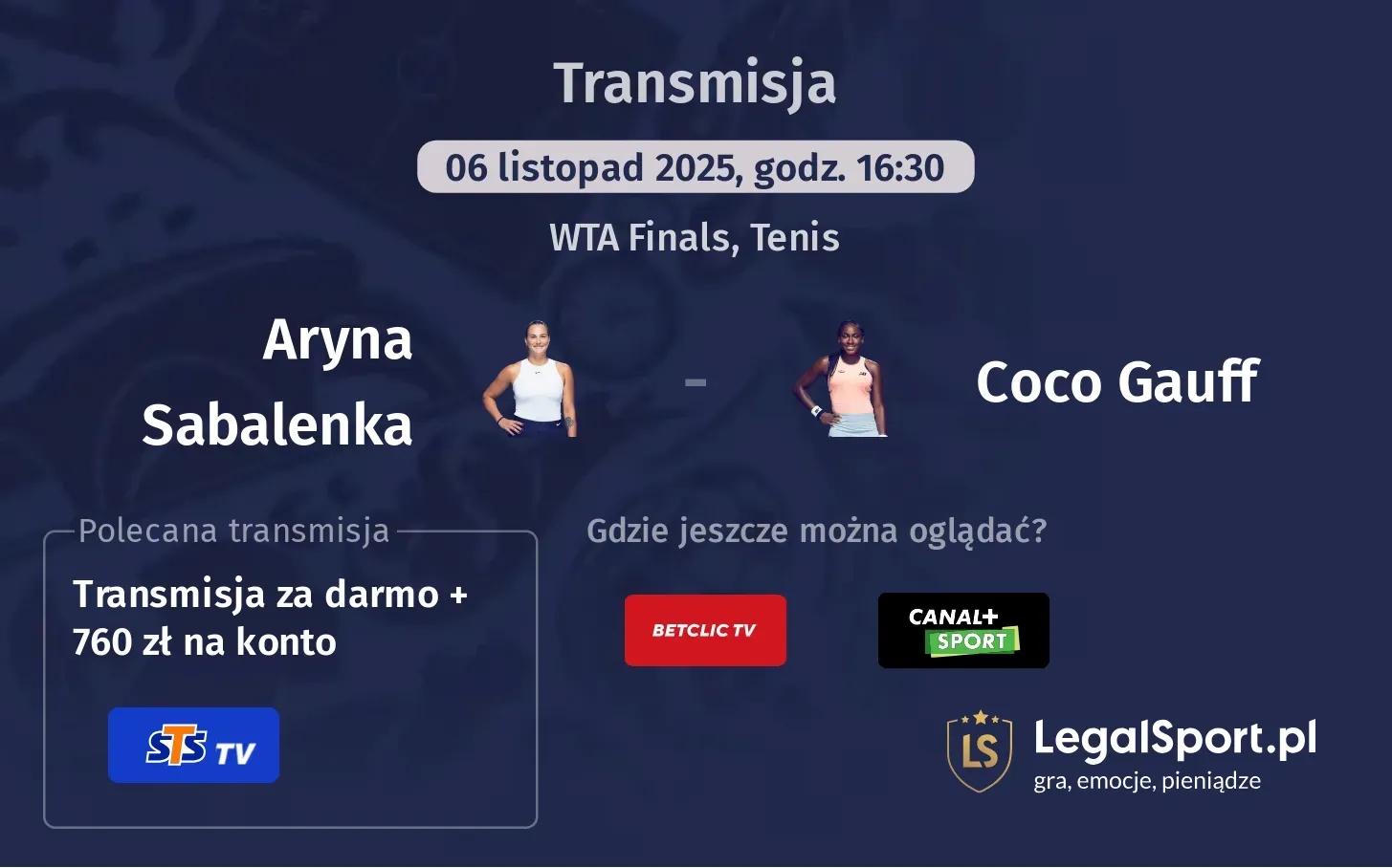 Aryna Sabalenka - Coco Gauff Transmisje