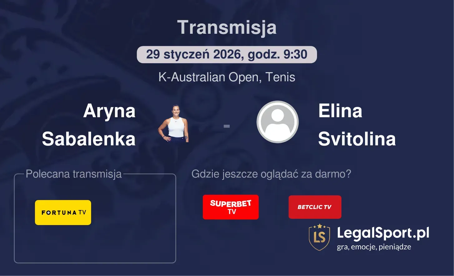 Aryna Sabalenka - Elina Svitolina Transmisje