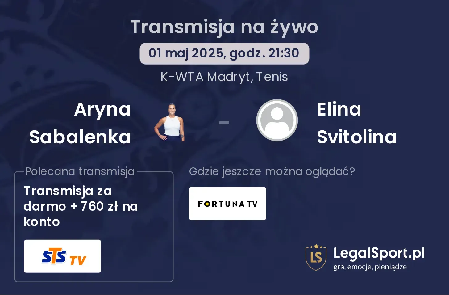 Aryna Sabalenka - Elina Svitolina gdzie oglądać transmisję?