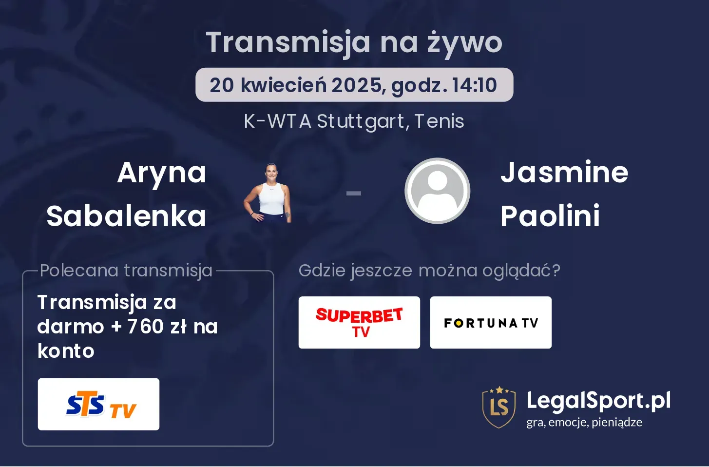 Aryna Sabalenka - Jasmine Paolini gdzie oglądać?