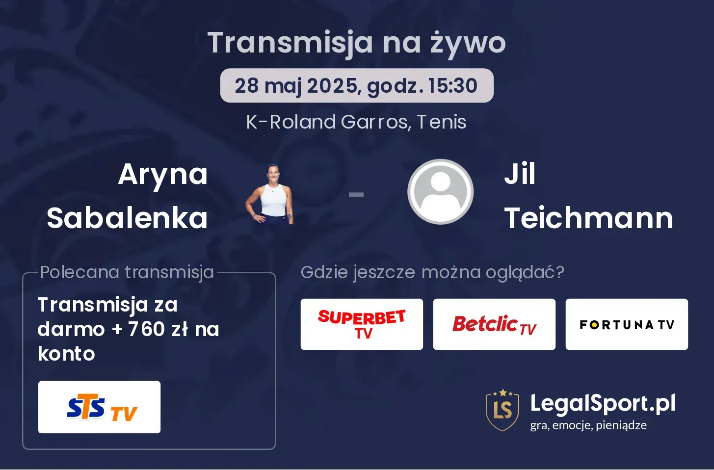 Aryna Sabalenka - Jil Teichmann gdzie oglądać?