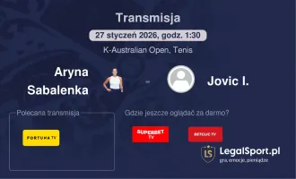 Aryna Sabalenka - Jovic I. gdzie oglądać? (27.01)
