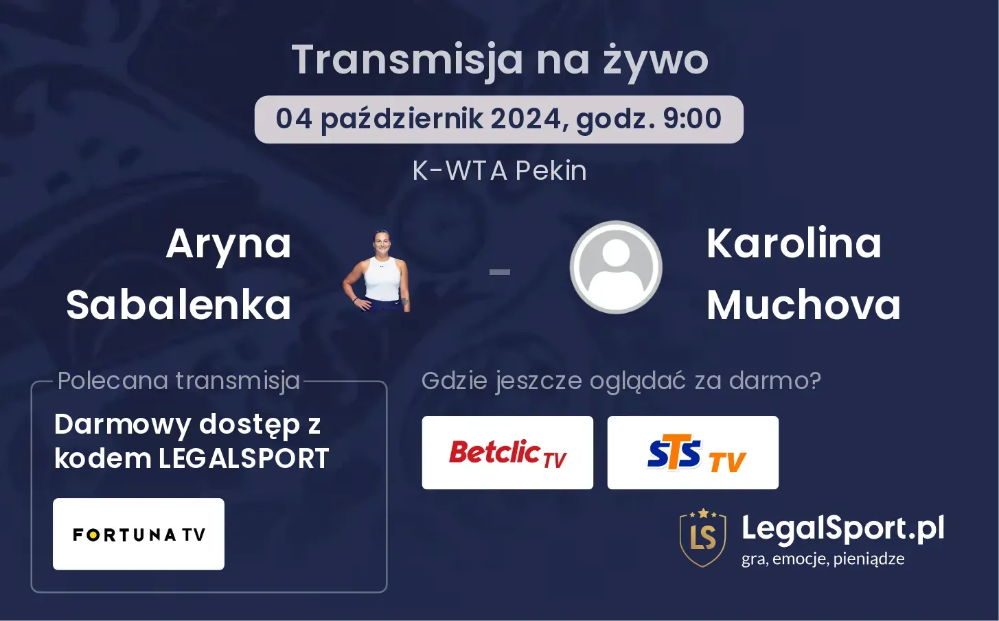 Aryna Sabalenka - Karolina Muchova gdzie oglądać? 04.10, godz. 09:00