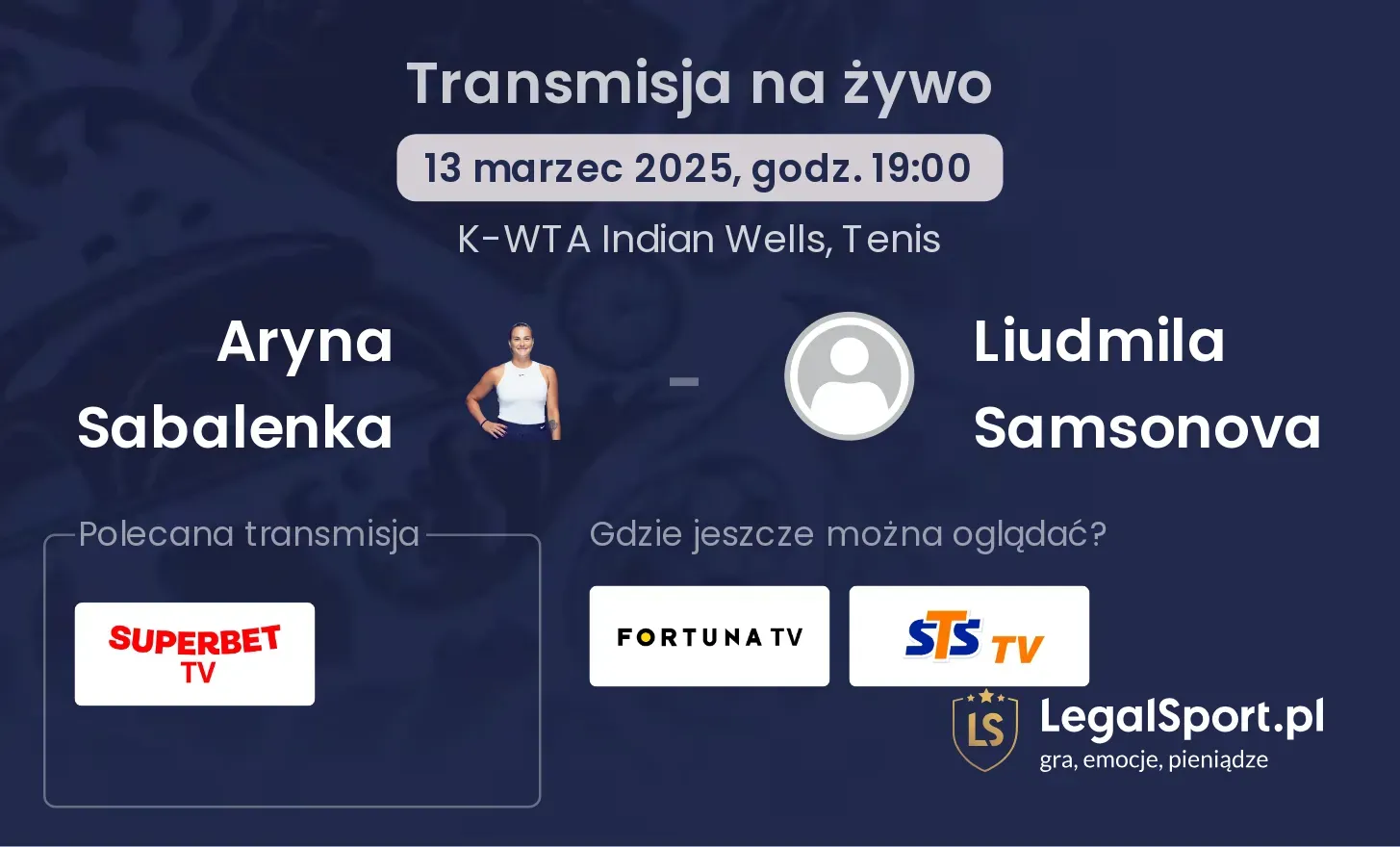 Aryna Sabalenka - Liudmila Samsonova gdzie oglądać?