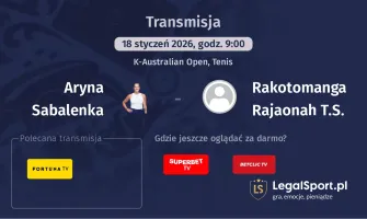 Aryna Sabalenka - Rakotomanga Rajaonah T.S. gdzie oglądać? (18.01)
