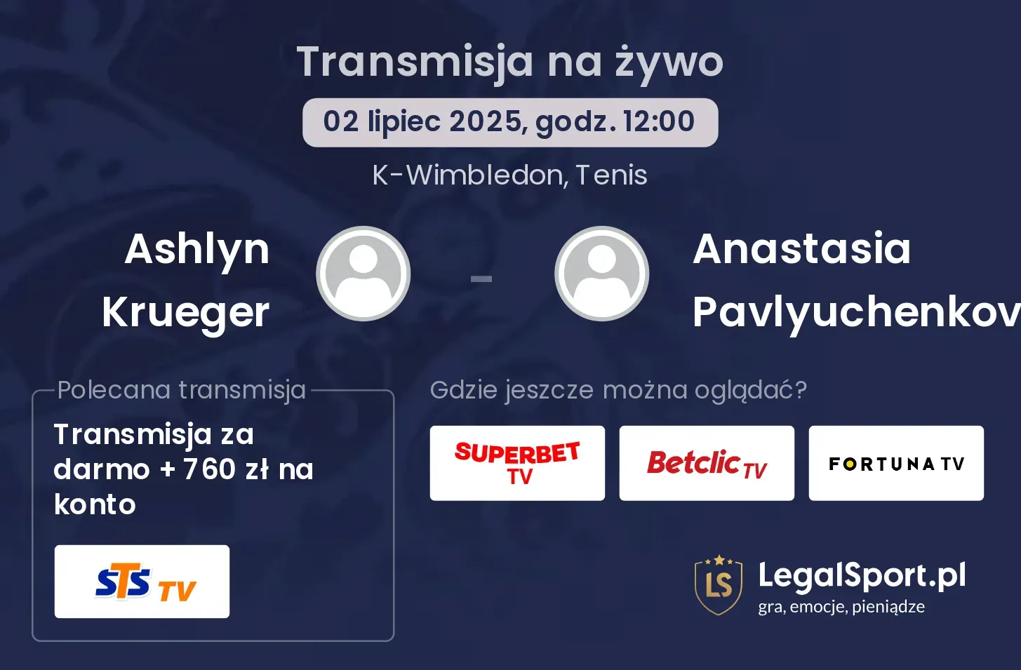 Ashlyn Krueger - Anastasia Pavlyuchenkova gdzie oglądać?