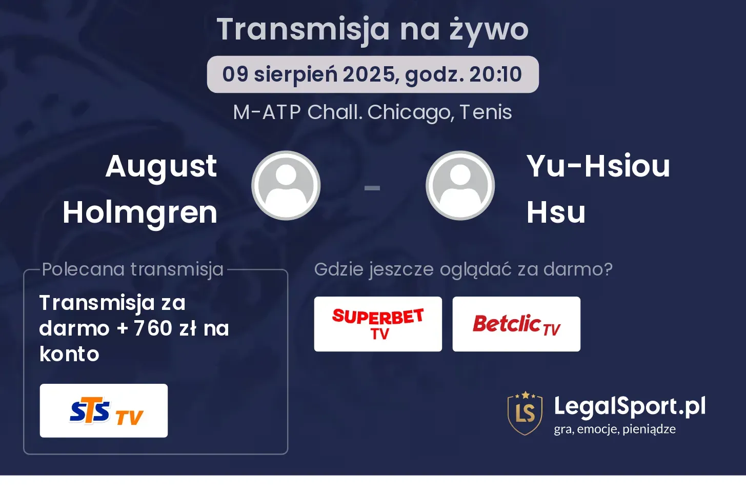 August Holmgren - Yu-Hsiou Hsu gdzie oglądać?