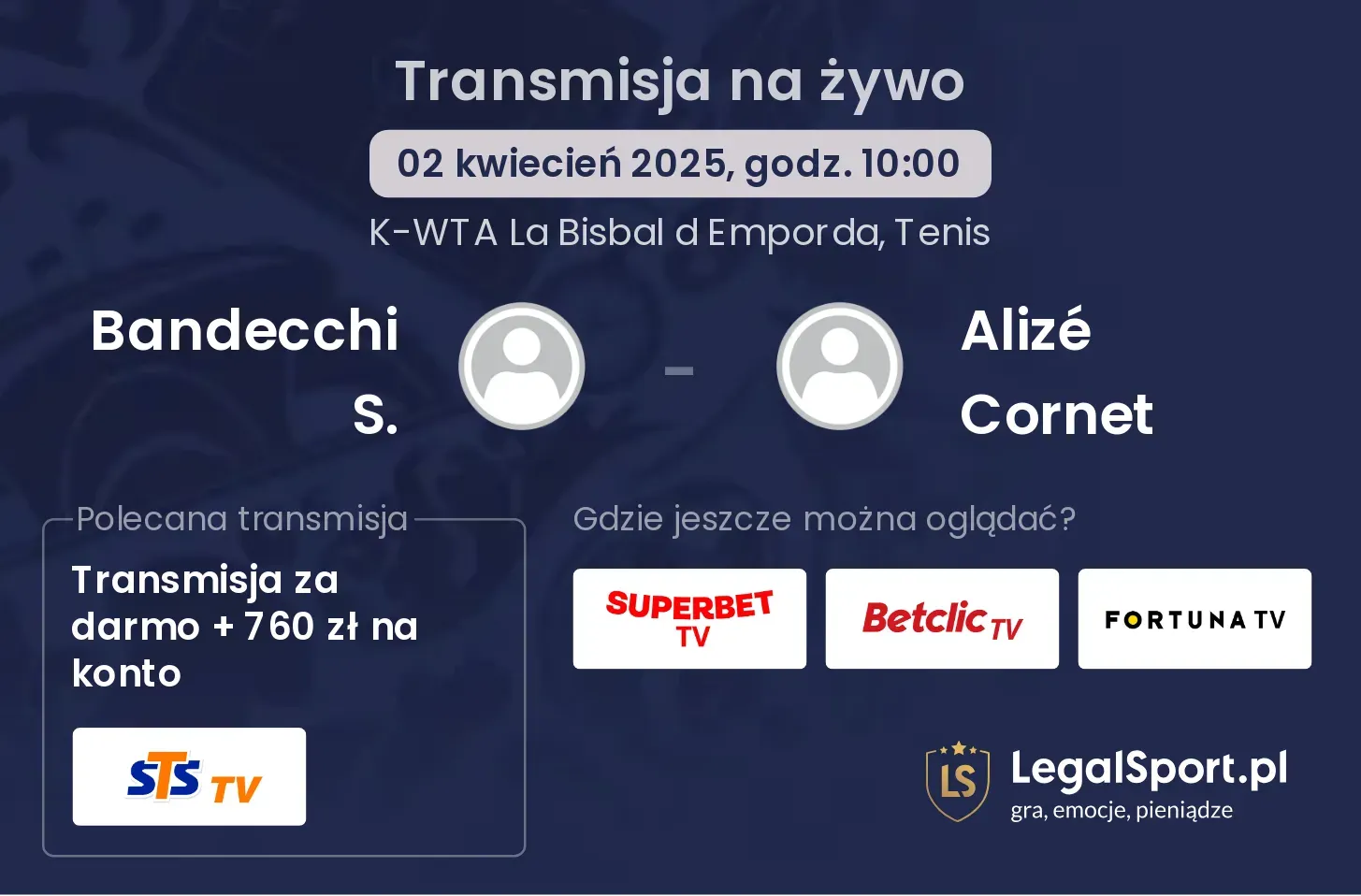 Bandecchi S. - Alizé Cornet gdzie oglądać?